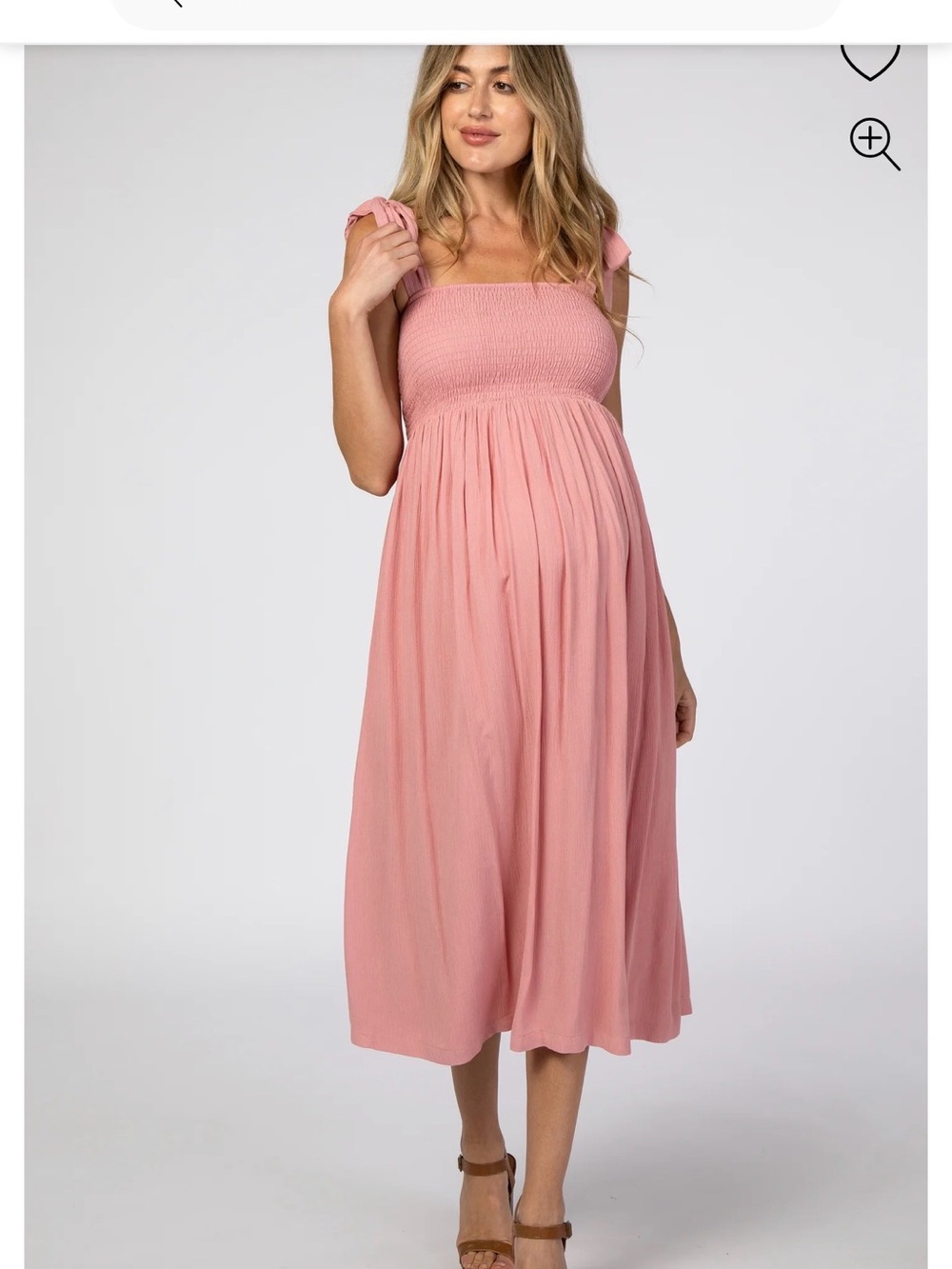 Maternity Women’s Pink Tie-Shoulder Midi Dress